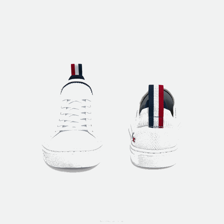 Juniors Lacoste V0ZN3317 White/Navy & Red 407 La Piquee Textile Tricolor Sneakers - Image 5