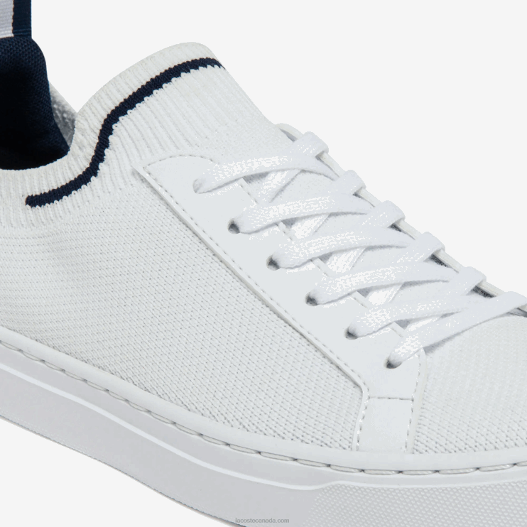 Juniors Lacoste V0ZN3317 White/Navy & Red 407 La Piquee Textile Tricolor Sneakers - Image 6