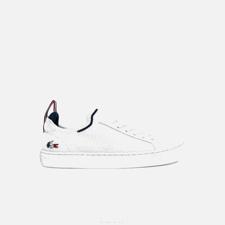 Juniors Lacoste V0ZN3317 White/Navy & Red 407 La Piquee Textile Tricolor Sneakers - Image 1