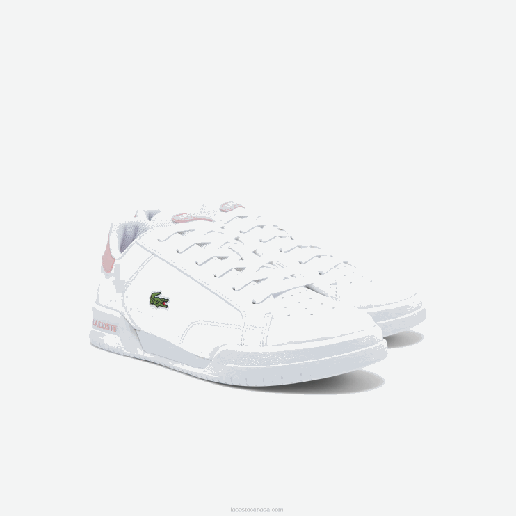 Juniors Lacoste V0ZN3321 White & Light Pink 1Y9 Twin Serve Synthetic Sneakers - Image 2