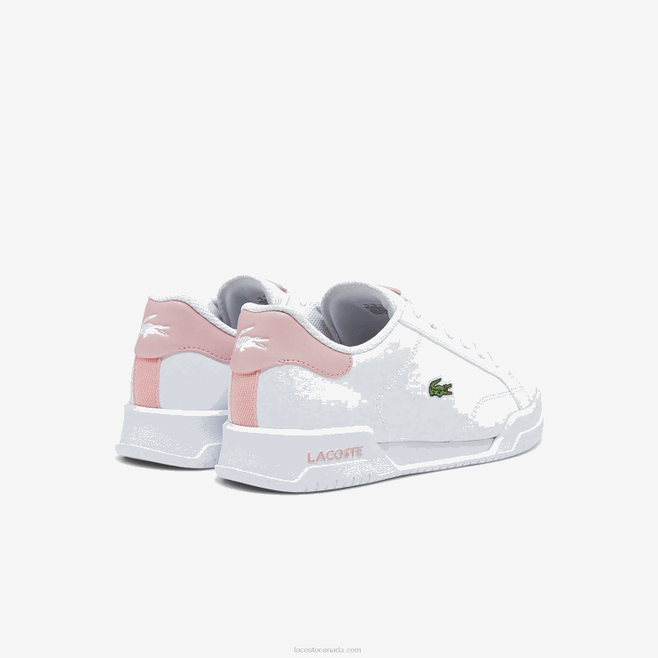 Juniors Lacoste V0ZN3321 White & Light Pink 1Y9 Twin Serve Synthetic Sneakers - Image 3