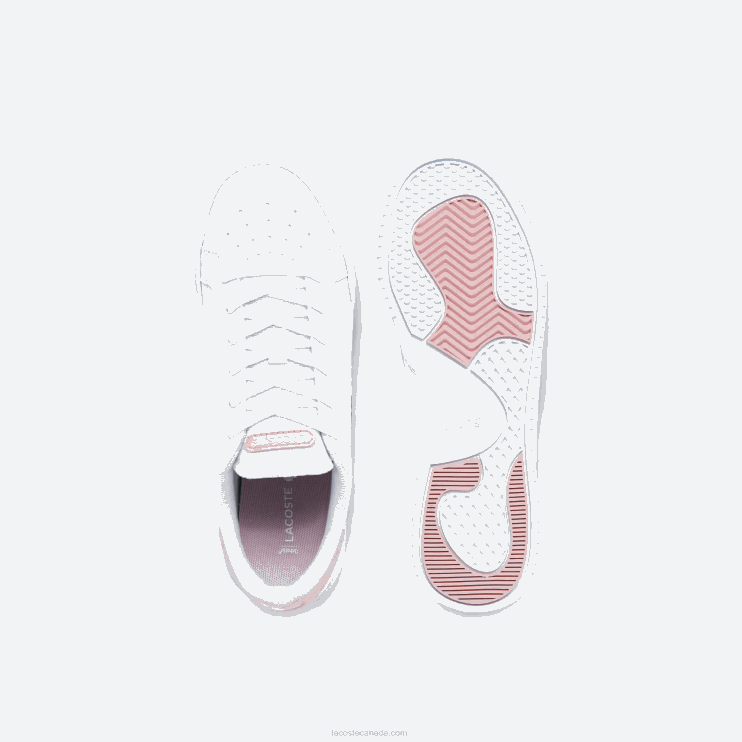 Juniors Lacoste V0ZN3321 White & Light Pink 1Y9 Twin Serve Synthetic Sneakers - Image 4