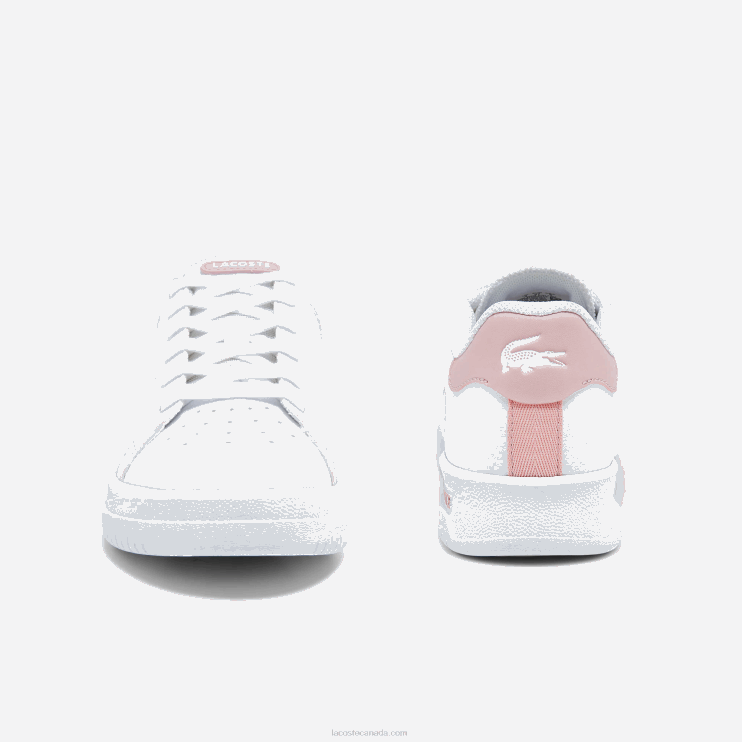 Juniors Lacoste V0ZN3321 White & Light Pink 1Y9 Twin Serve Synthetic Sneakers - Image 5