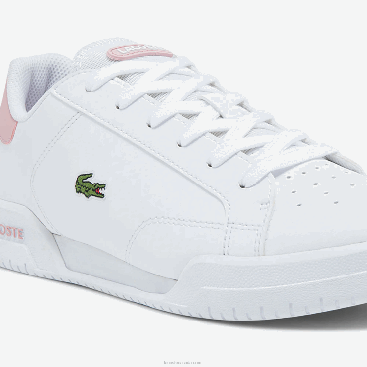 Juniors Lacoste V0ZN3321 White & Light Pink 1Y9 Twin Serve Synthetic Sneakers - Image 6