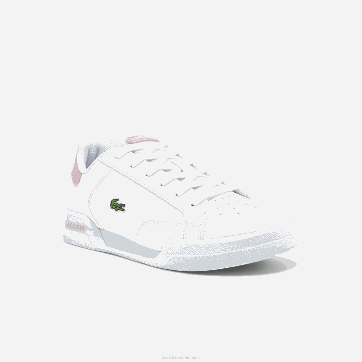 Juniors Lacoste V0ZN3321 White & Light Pink 1Y9 Twin Serve Synthetic Sneakers - Image 1
