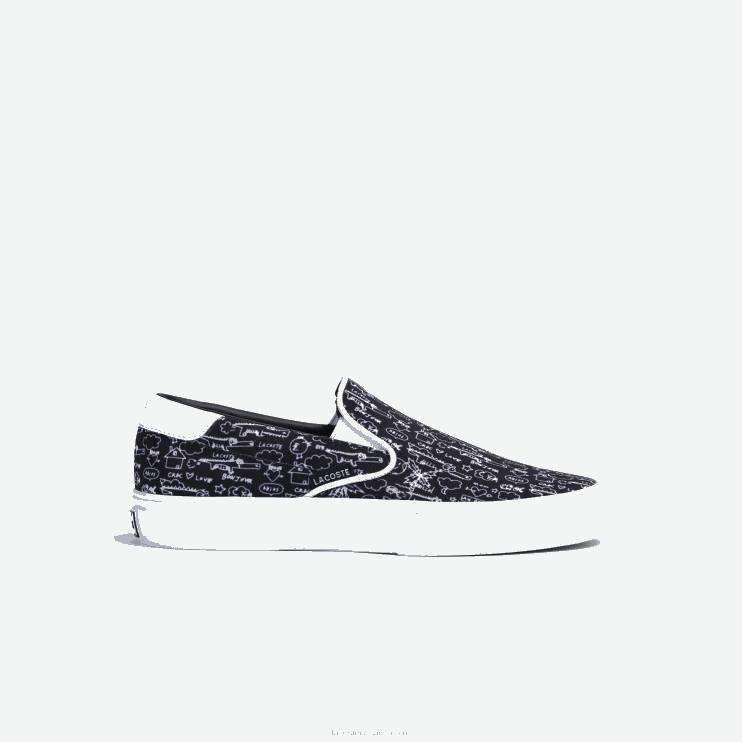 Juniors Lacoste V0ZN3322 Black & White 312 Jump Serve Textile Slip On - Image 1