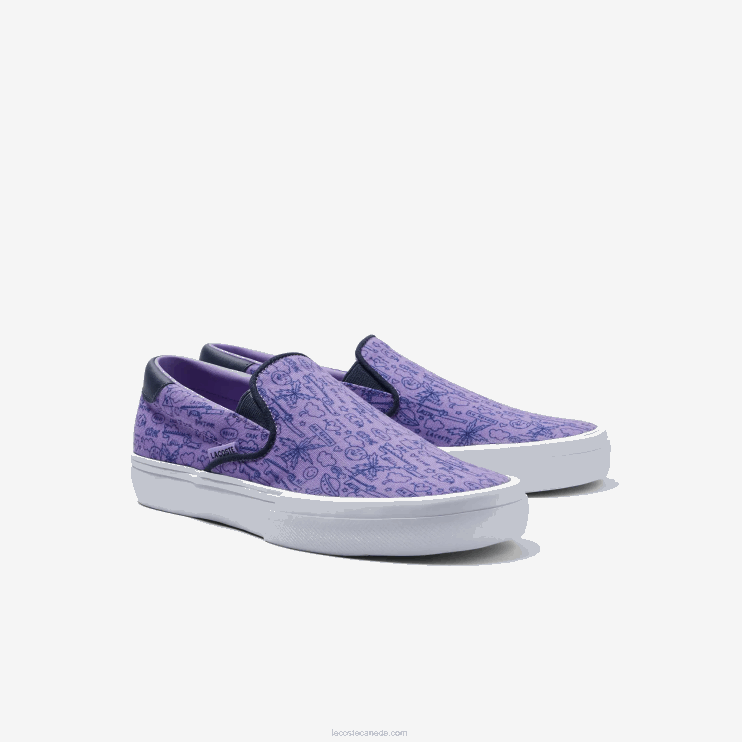 Juniors Lacoste V0ZN3323 Purple White 84X Jump Serve Textile Slip On - Image 2