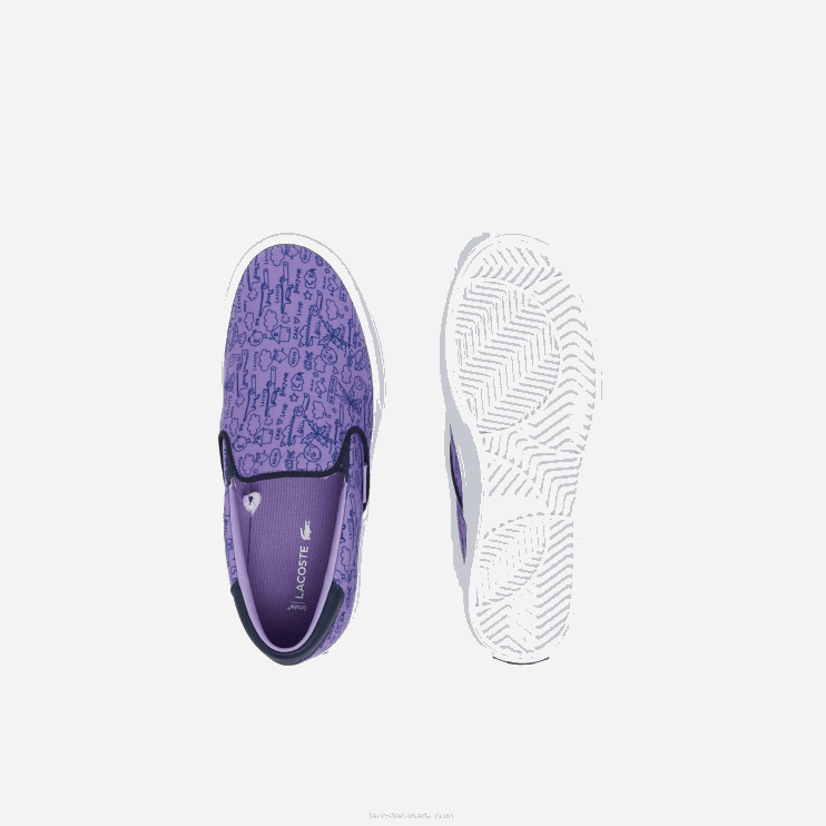 Juniors Lacoste V0ZN3323 Purple White 84X Jump Serve Textile Slip On - Image 4