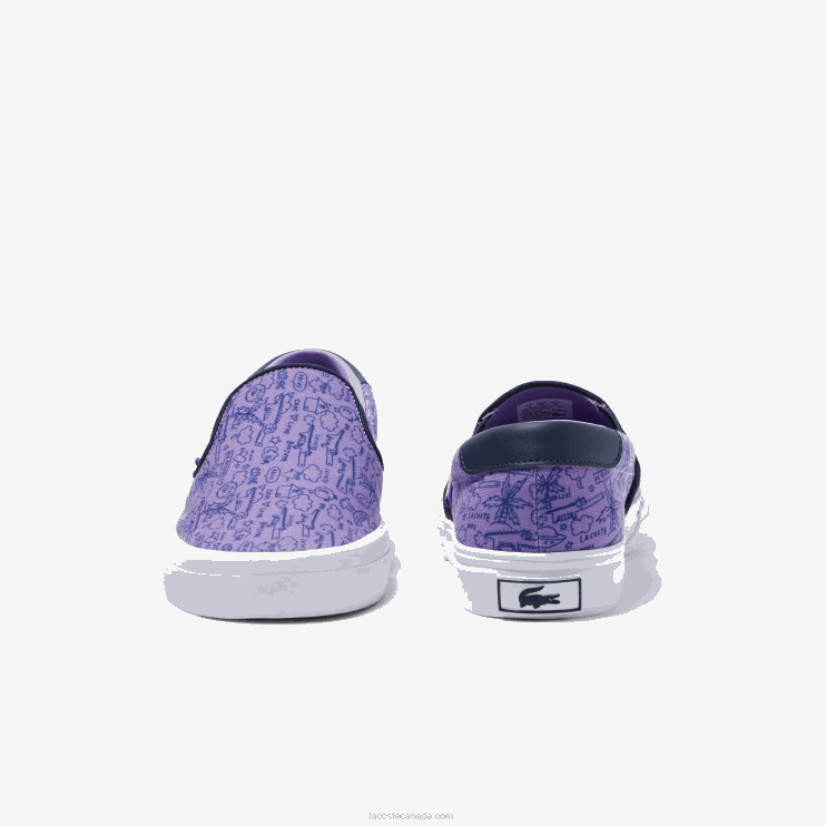 Juniors Lacoste V0ZN3323 Purple White 84X Jump Serve Textile Slip On - Image 5