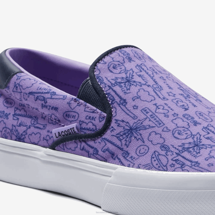 Juniors Lacoste V0ZN3323 Purple White 84X Jump Serve Textile Slip On - Image 6