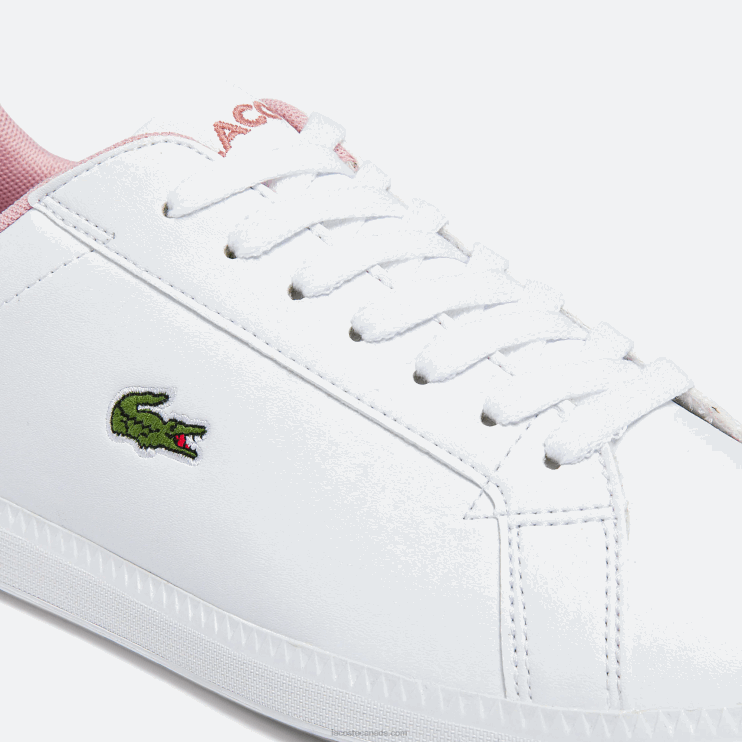 Juniors Lacoste V0ZN3330 White & Light Pink 1Y9 Graduate Synthetic Sneakers - Image 4