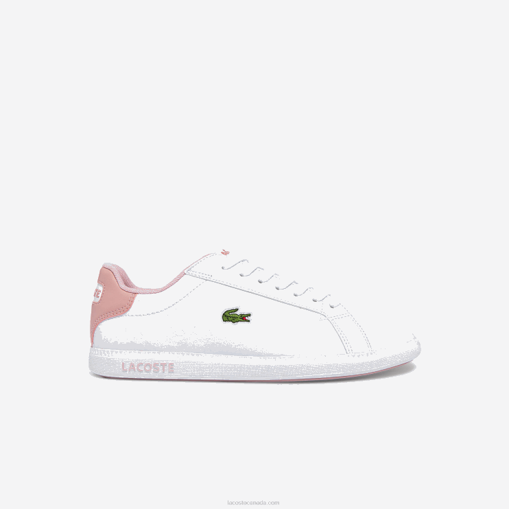 Juniors Lacoste V0ZN3330 White & Light Pink 1Y9 Graduate Synthetic Sneakers - Image 1