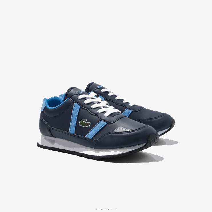 Juniors Lacoste V0ZN3333 Navy & Light Blue 7E9 Partner Synthetic Color-Pop Sneackers - Image 2