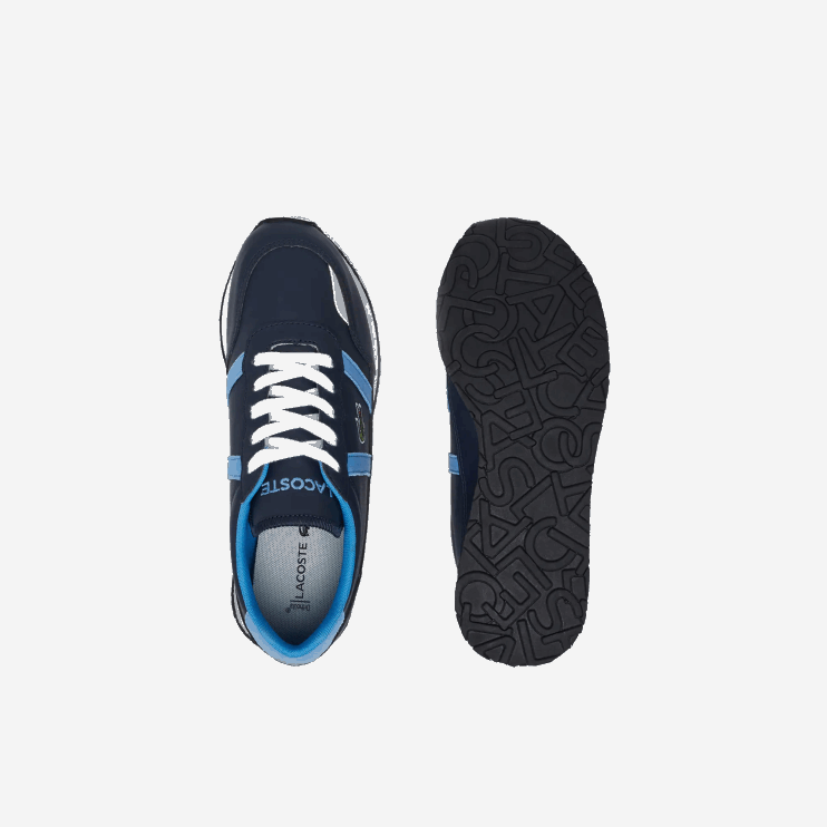 Juniors Lacoste V0ZN3333 Navy & Light Blue 7E9 Partner Synthetic Color-Pop Sneackers - Image 4