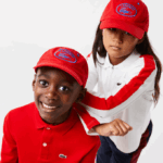 Kids Lacoste V0ZN2168 Red 240 Contrast Eyelets Adjustable Cap
