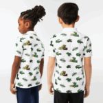 Kids Lacoste V0ZN2956 White 001 Comic Effect Crocodile Print Polo - Image 3