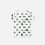 Kids Lacoste V0ZN2956 White 001 Comic Effect Crocodile Print Polo - Image 5