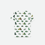 Kids Lacoste V0ZN2956 White 001 Comic Effect Crocodile Print Polo - Image 6
