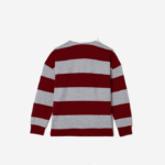 Kids Lacoste V0ZN2962 Bordeaux Grey Chine X29 Striped Pique Polo - Image 5