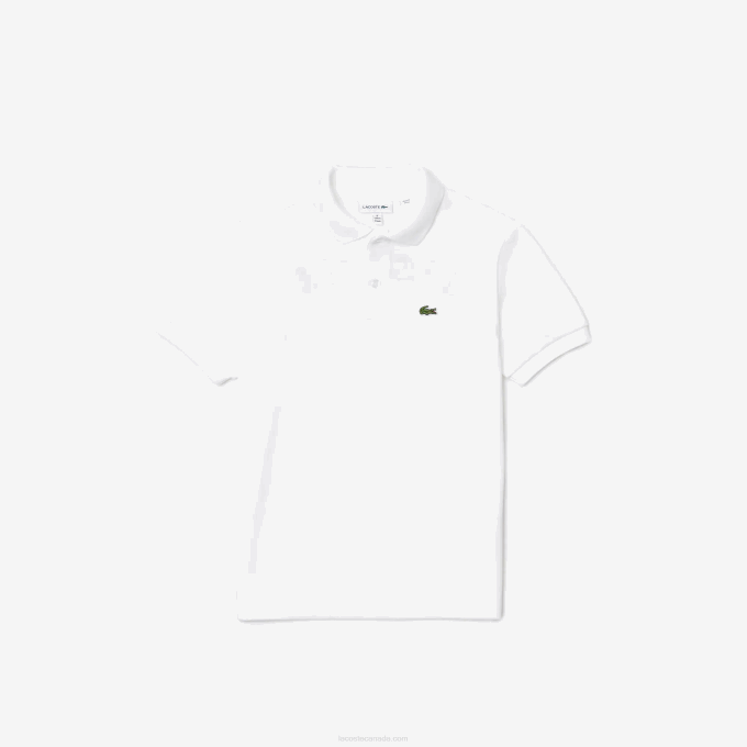 Kids Lacoste V0ZN2964 White Red B6C Heritage Lettered Cotton Pique Polo - Image 1
