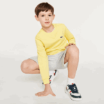 Kids Lacoste V0ZN2975 Yellow 107 Cotton Fleece Sweatshirt - Image 2