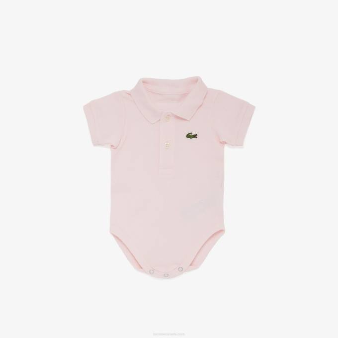Kids Lacoste V0ZN2987 Light Pink T03 Baby Organic Cotton Pique Onesie Box Set - Image 1