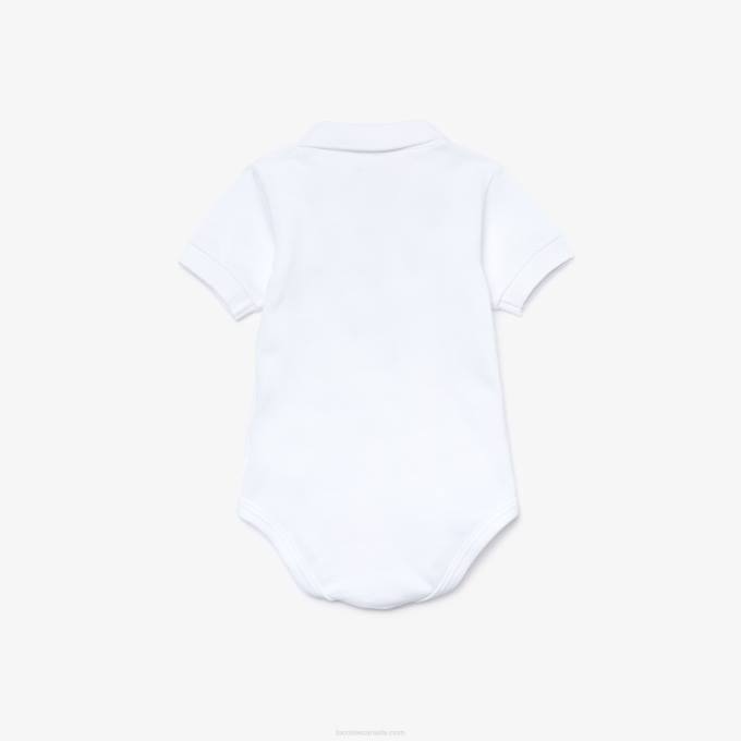 Kids Lacoste V0ZN2988 White 001 Baby Organic Cotton Pique Onesie Box Set - Image 2