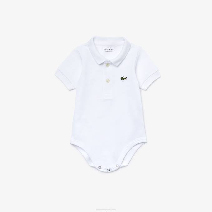 Kids Lacoste V0ZN2988 White 001 Baby Organic Cotton Pique Onesie Box Set - Image 1