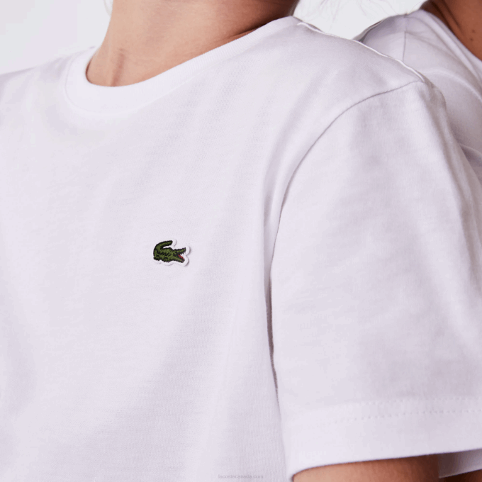 Kids Lacoste V0ZN2996 White 001 Crew Neck Cotton Jersey T-Shirt - Image 4