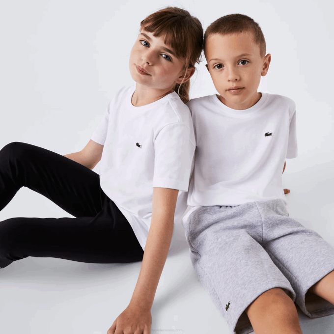 Kids Lacoste V0ZN2996 White 001 Crew Neck Cotton Jersey T-Shirt - Image 1