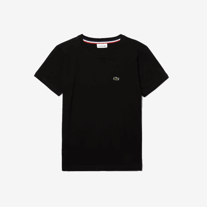 Kids Lacoste V0ZN2997 Black 031 Crew Neck Cotton Jersey T-Shirt - Image 1