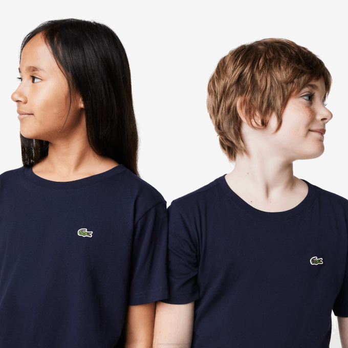Kids Lacoste V0ZN2998 Navy Blue 166 Crew Neck Cotton Jersey T-Shirt - Image 2