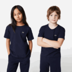 Kids Lacoste V0ZN2998 Navy Blue 166 Crew Neck Cotton Jersey T-Shirt