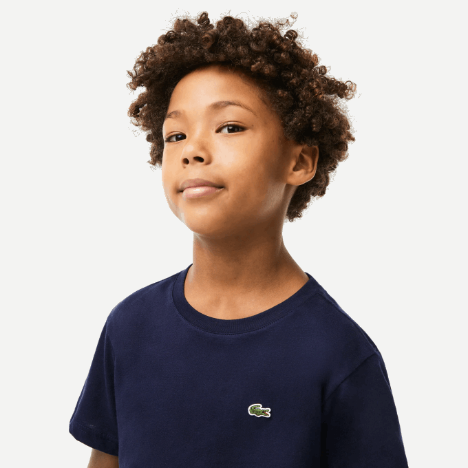 Kids Lacoste V0ZN2998 Navy Blue 166 Crew Neck Cotton Jersey T-Shirt - Image 4