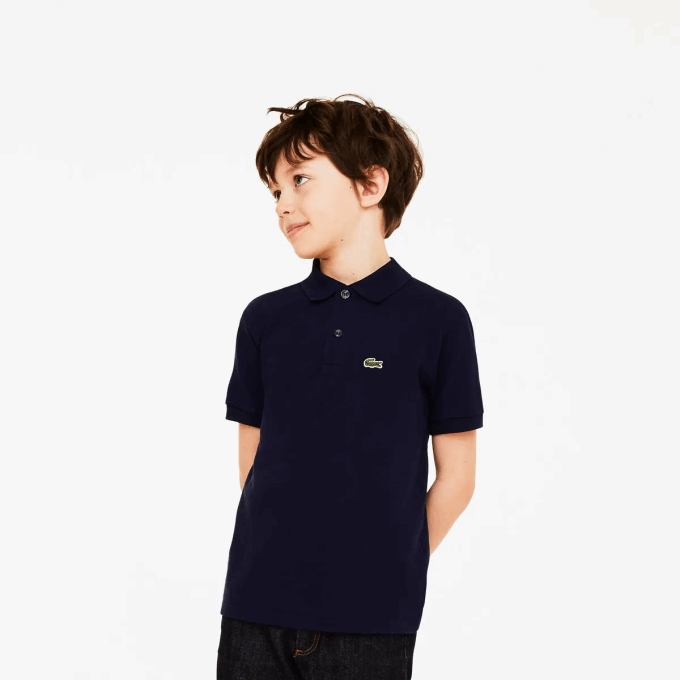Kids Lacoste V0ZN3002 Navy Blue 166 Regular Fit Petit Pique Polo - Image 1