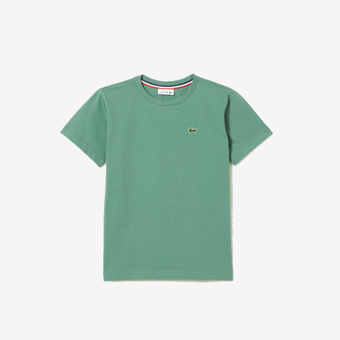 Kids Lacoste V0ZN3003 Khaki Green KX5 Crew Neck Cotton Jersey T-Shirt - Image 1