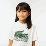 Kids Lacoste V0ZN3006 White 70V Contrast Print Organic Cotton T-Shirt - Image 2