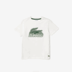 Kids Lacoste V0ZN3006 White 70V Contrast Print Organic Cotton T-Shirt - Image 4