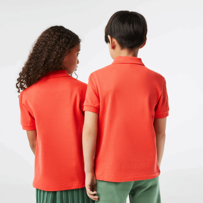 Kids Lacoste V0ZN3007 Orange 02K Regular Fit Petit Pique Polo - Image 2