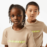 Kids Lacoste V0ZN3013 Beige Yellow 8ZB Cotton Jersey T-Shirt with Contrast Marking - Image 2