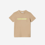 Kids Lacoste V0ZN3013 Beige Yellow 8ZB Cotton Jersey T-Shirt with Contrast Marking - Image 4