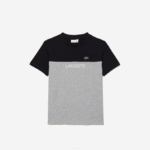 Kids Lacoste V0ZN3015 Navy Blue Grey Chine E6A Colorblock Organic Cotton Jersey T-Shirt