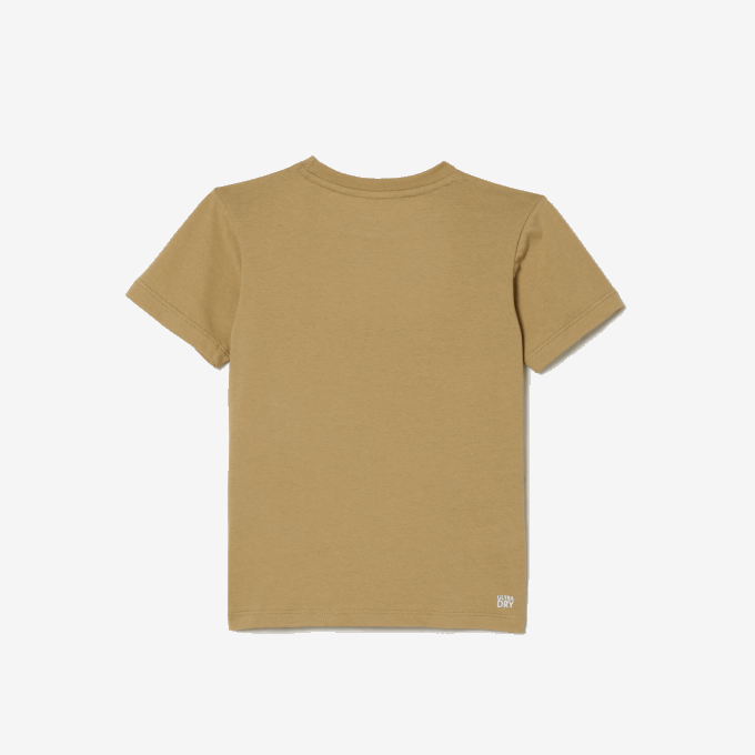 Kids Lacoste V0ZN3018 Beige Orange VI2 SPORT Tennis Technical Jersey Oversized Croc T-Shirt - Image 2