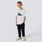 Kids Lacoste V0ZN3019 White Black AU8 SPORT Tennis Technical Jersey Oversized Croc T-Shirt - Image 2