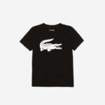 Kids Lacoste V0ZN3020 Black White 258 SPORT Tennis Technical Jersey Oversized Croc T-Shirt