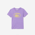 Kids Lacoste V0ZN3031 Purple GFU Contrast Branded Cotton Jersey T-Shirt