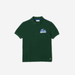 Kids Lacoste V0ZN3034 Green 132 Organic Cotton Contrast Print Polo