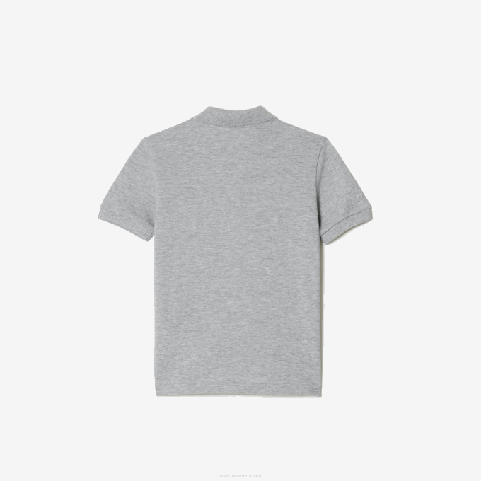 Kids Lacoste V0ZN3035 Grey Chine CCA Organic Cotton Contrast Print Polo - Image 2