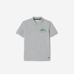 Kids Lacoste V0ZN3035 Grey Chine CCA Organic Cotton Contrast Print Polo