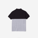 Kids Lacoste V0ZN3038 Navy Blue Grey Chine E6A Organic Cotton Pique Colorblock Polo - Image 2